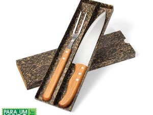 CONJUNTO DE GARFO E FACA 8" EM INOX E BAMBU SPECIAL LINE 2 PEÇAS KF-00833