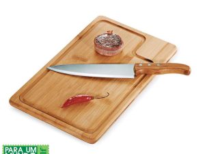 CONJUNTO DE FACA E PRANCHA EM BAMBU E INOX TEXAS 2 PEÇAS MB-04083