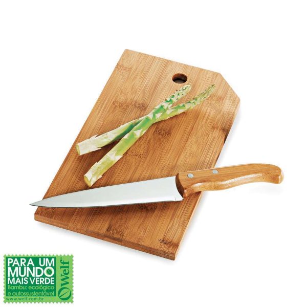 CONJUNTO DE FACA E PRANCHA EM BAMBU E INOX OREGON 2 PEÇAS MB-20073