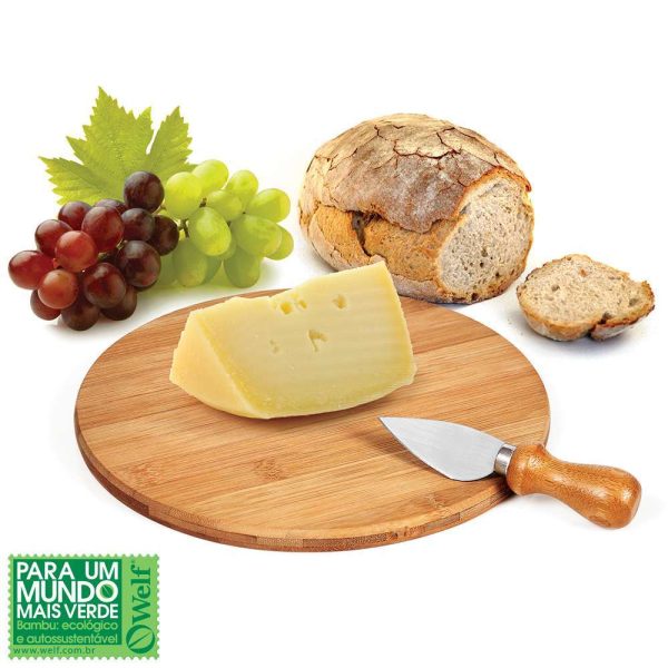 CONJUNTO PARA QUEIJO EM BAMBU E INOX CÓRDOBA 2 PEÇAS WELF PD-15033