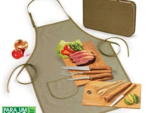 CONJUNTO DE CHURRASCO E CAIPIRINHA INOX BAMBU QUEBEC 10 PÇS WELF REF PB-00803