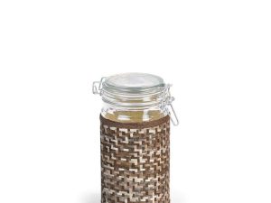 POTE PARA MANTIMENTOS EM VIDRO TRANÇADO 1 LITRO WELF PO-12100
