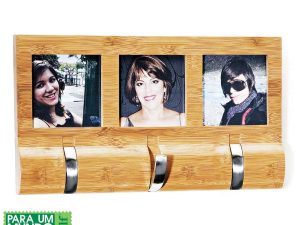 PORTA RETRATOS COM CABIDEIROS TRIPLO EM BAMBU GENEBRA WELF PR-03203