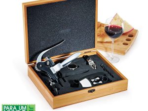 ESTOJO EM BAMBU COM ABRIDOR E ACESSÓRIOS PARA VINHO VÊNETO 7 PEÇAS WELF PV-00873
