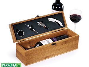 ESTOJO EM BAMBU COM ACESSÓRIOS PARA VINHO VÊNETO 5 PEÇAS WELF PV-00903