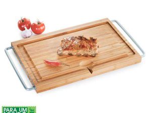 TÁBUA PARA CHURRASCO EM BAMBU COM PEGADORES PRIME WELF TA-25003