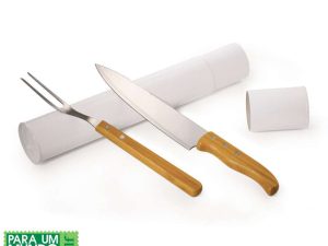 CONJUNTO TUBULAR COM GARFO E FACA 8" INOX E BAMBU HAMBURGO 2 PEÇAS WELF TB-00713