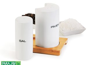 CONJUNTO SAL E PIMENTA EM PORCELANA E BAMBU ROMA 3 PEÇAS WELF TE-00523