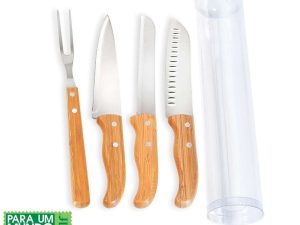 CONJUNTO DE FACAS EM INOX/ BAMBU SPECIAL LINE 4 PEÇAS TT-00423