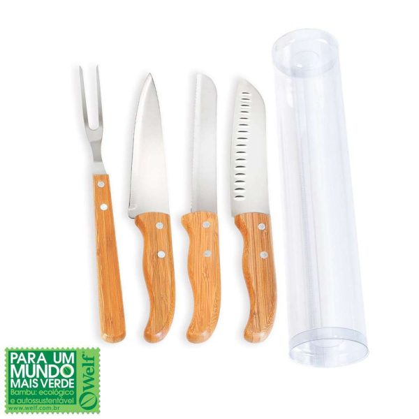 CONJUNTO DE FACAS EM INOX/ BAMBU SPECIAL LINE 4 PEÇAS TT-00423