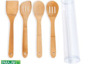 CONJUNTO DE UTENSILIOS EM BAMBU UTILITY 30CM 4 PEÇAS TT-14303