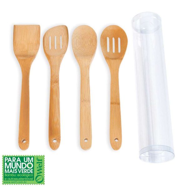CONJUNTO DE UTENSILIOS EM BAMBU UTILITY 30CM 4 PEÇAS TT-14303