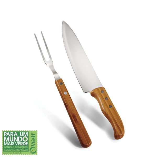 CONJUNTO TRINCHANTE INOX E BAMBU SPECIAL LINE 8" 2 PEÇAS WELF UB-00613