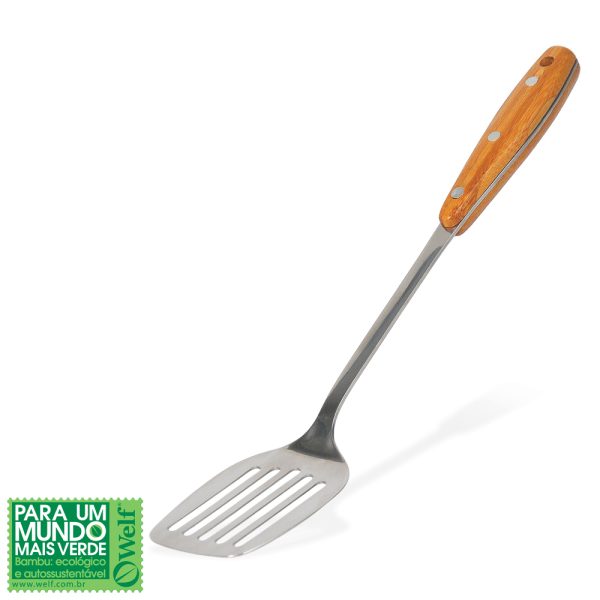 ESPATULA EM AÇO INOX COM CABO EM BAMBU 37CM WELF UB-80033