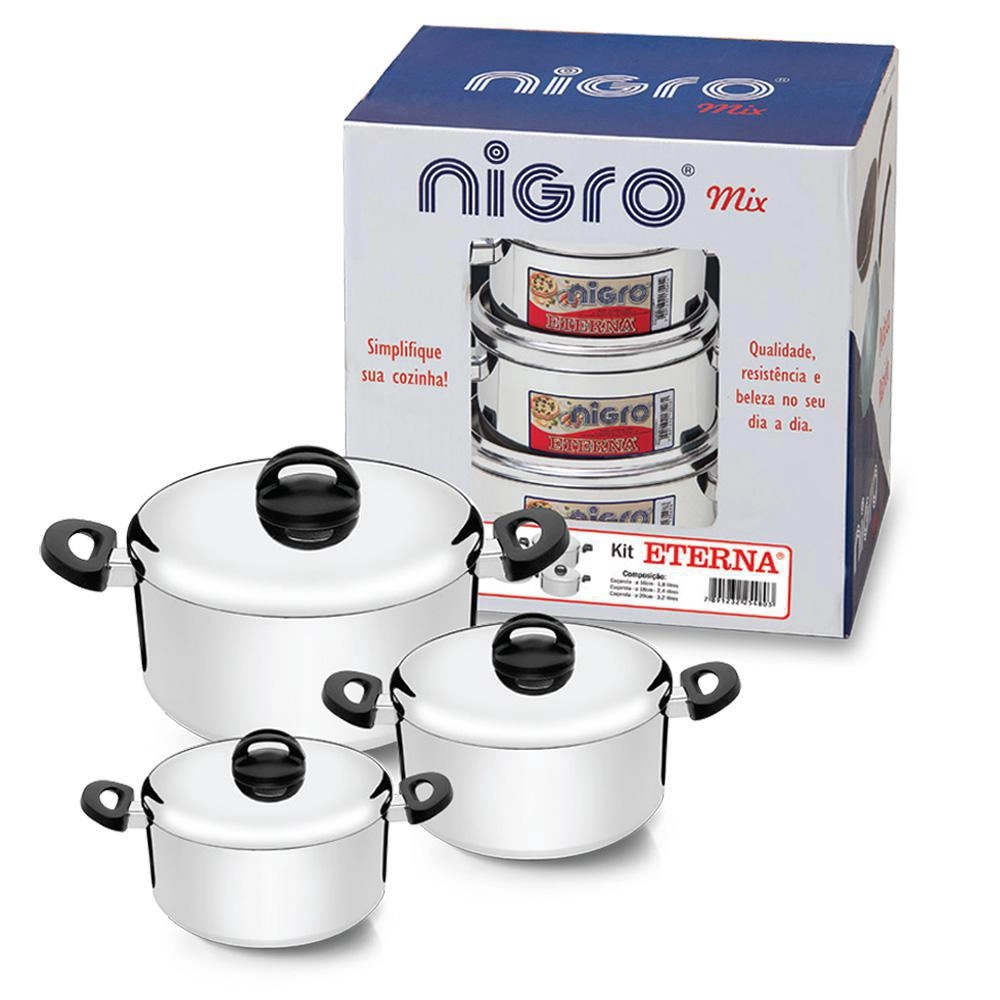 KIT MIX 3 PEÇAS CAÇAROLA ETERNA POLIDA NIGRO 25480 - Imagem 2
