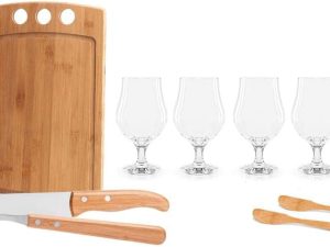 KIT PARA PIZZA E CERVEJA 9 PEÇAS EM BAMBU WELF KT-90002