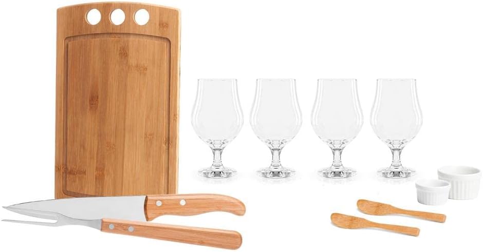 KIT PARA PIZZA E CERVEJA 9 PEÇAS EM BAMBU WELF KT-90002