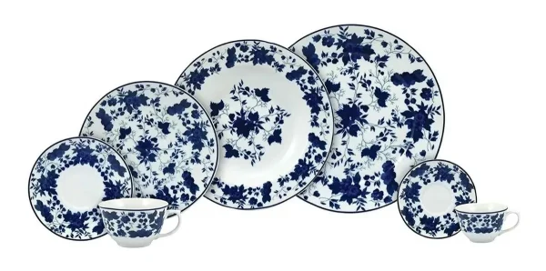 APARELHO DE JANTAR E CHÁ 42 PEÇAS FOLHAGEM PORCELANA SCHMIDT