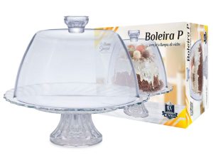 BOLEIRA DE VIDRO COM PÉ E TAMPA HOME SPECIAL TAMANHO P RUVOLO 447201