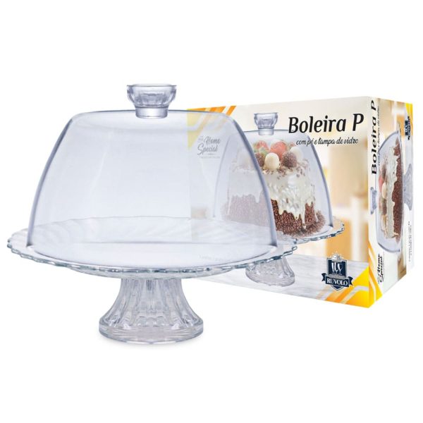 BOLEIRA DE VIDRO COM PÉ E TAMPA HOME SPECIAL TAMANHO P RUVOLO 447201