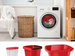 KIT LAVANDERIA UZ 03 PEÇAS VERMELHO PLÁSTICO UZ