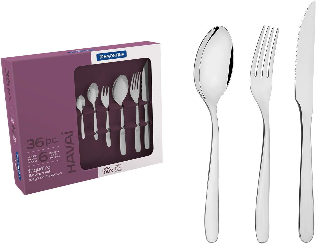 FAQUEIRO AÇO INOX 36 PEÇAS HAVAI TRAMONTINA 66905130