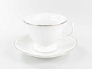 XÍCARA DE CAFÉ FILETE DE PRATA PORCELANA SCHMIDT