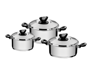JOGO DE PANELAS EM AÇO INOX 3 PEÇAS LINHA SOLAR BAQUELITE TRAMONTINA 65720/740 7891116149461