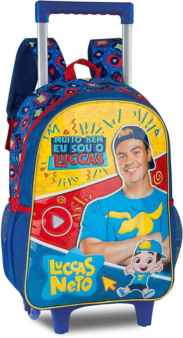 LUCCAS NETO KIT MOCHILA ESCOLAR COM RODINHAS, ESTOJO E LANCHEIRA - CLIO LN9007K