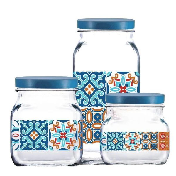 KIT POTE STYLE MOSAIC COM 3 PEÇAS TAMPA AZUL RUVOLO 73380510