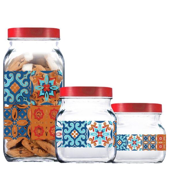 KIT POTE STYLE MOSAIC COM 3 PEÇAS TAMPA VERMELHA RUVOLO 73380511