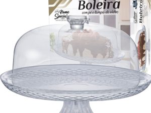 BOLEIRA DE VIDRO COM TAMPA E PÉ HOME SPECIAL RUVOLO 8045401