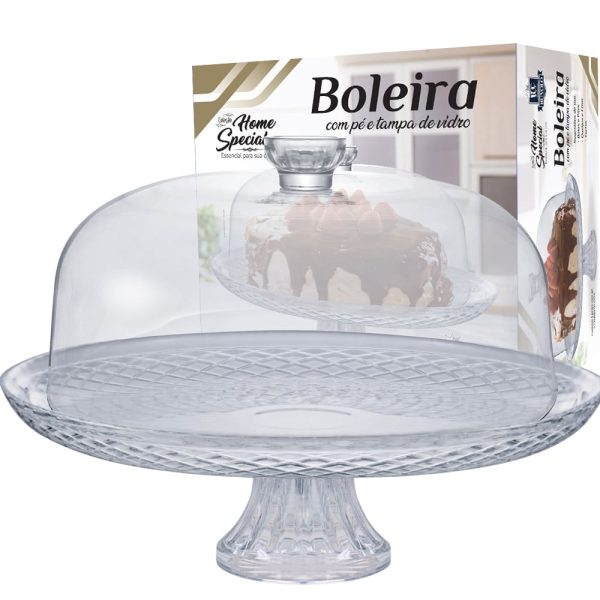 BOLEIRA DE VIDRO COM TAMPA E PÉ HOME SPECIAL RUVOLO 8045401