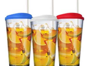 COPO DE ÁGUA OU SUCO TO GO MIX COM TAMPA COLORIDA E CANUDO 415ML RUVOLO 8081399