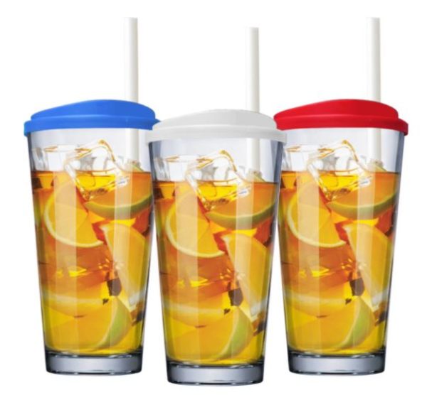 COPO DE ÁGUA OU SUCO TO GO MIX COM TAMPA COLORIDA E CANUDO 415ML RUVOLO 8081399