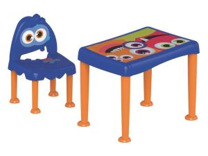 MESA PLÁSTICA INFANTIL COM CADEIRA MONSTER AZUL E LARANJA TRAMONTINA  92485/390