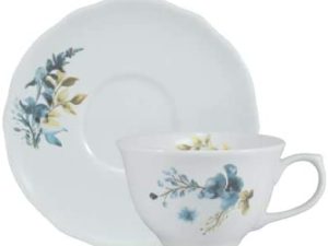 06 XÍCARAS DE CAFÉ COM PIRES IZABEL AQUABLUE PORCELANA SCHMIDT