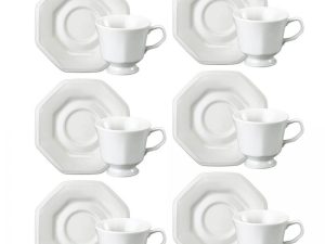 06 XÍCARAS DE CAFÉ COM PIRES PRISMA PORCELANA SCHMIDT