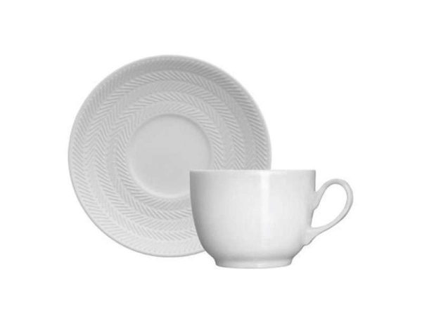 06 XÍCARAS DE CAFÉ COM PIRES CHEVRON PORCELANA GERMER