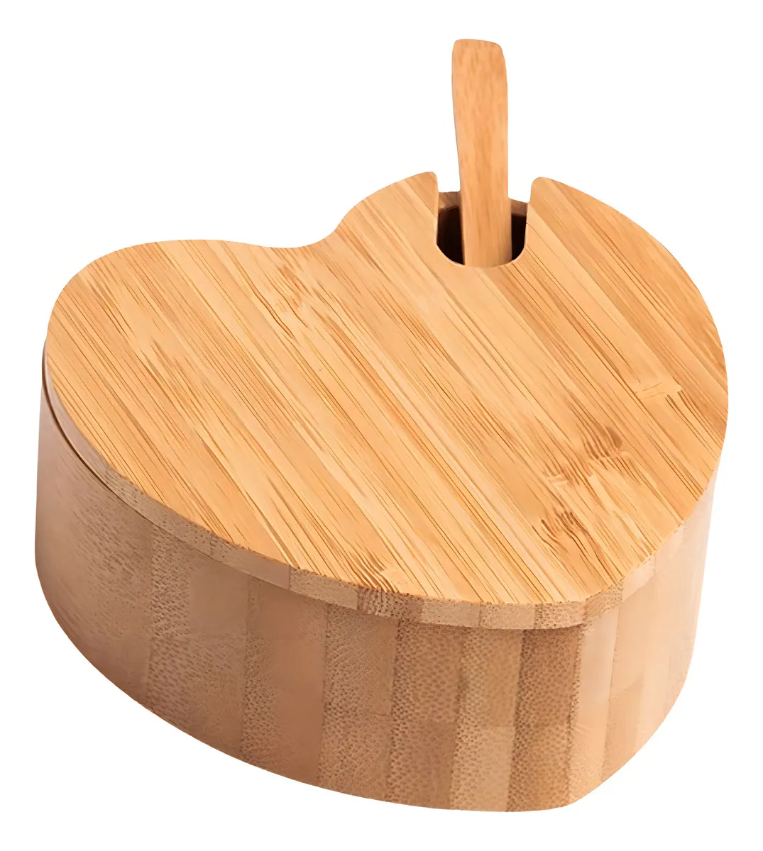 AÇUCAREIRO COM FORMATO DE CORAÇÃO E COLHER EM BAMBU WELF PO-13153