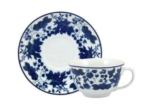 XÍCARA DE CHÁ COM PIRES FOLHAGEM PORCELANA SCHMIDT