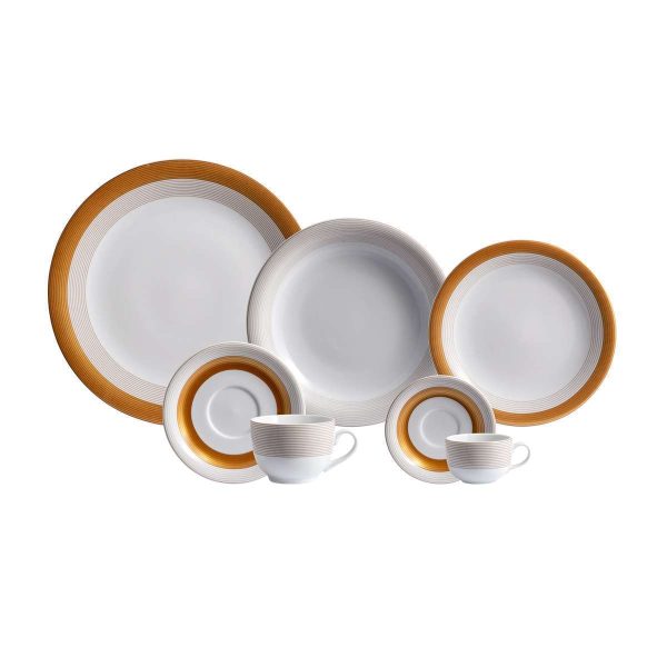 APARELHO DE JANTAR CHÁ E CAFÉ 42 PEÇAS GAROPABA PORCELANA SCHMIDT