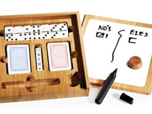 JOGO DE CARTAS COM ESTOJO EM BAMBU CANNES 3 JOGOS WELF JL-00363