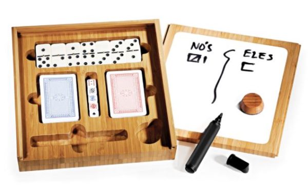 JOGO DE CARTAS COM ESTOJO EM BAMBU CANNES 3 JOGOS WELF JL-00363