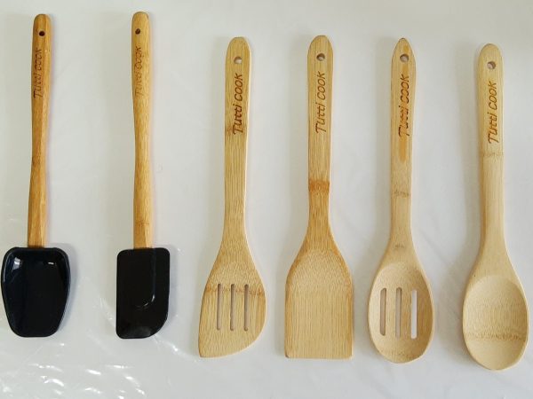 KIT 6 UTENSÍLIOS COZINHA EM BAMBU E SILICONE TUTTI COOK - TCKT-0006