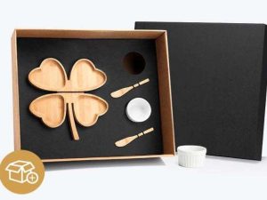 KIT PETISCO EM BAMBU E PORCELANA  5 PEÇAS WELF KT-90031