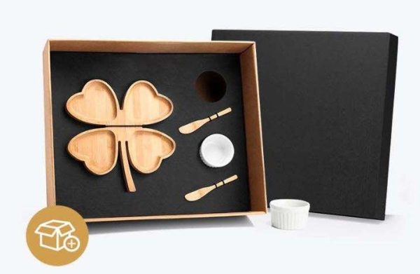 KIT PETISCO EM BAMBU E PORCELANA  5 PEÇAS WELF KT-90031
