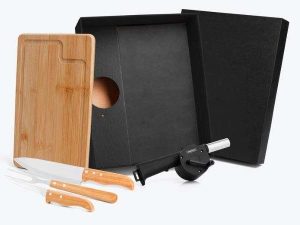 KIT PARA CHURRASCO EM BAMBU E INOX 5 PÇS WELF KT-20002