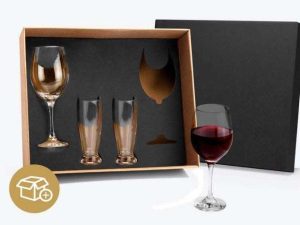 JOGO DE COPOS DE VIDRO PARA  VINHO E CERVEJA 4 PEÇAS WELF KT-90015