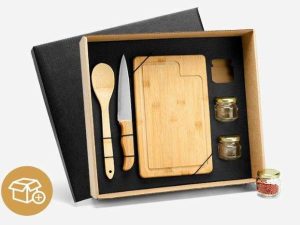 CONJUNTO PARA COZINHA E TEMPERO EM BAMBU E INOX 6 PEÇAS WELF KT-90070